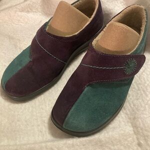 Hotter two tone green purple Suede Slip-On Shoes size 6
